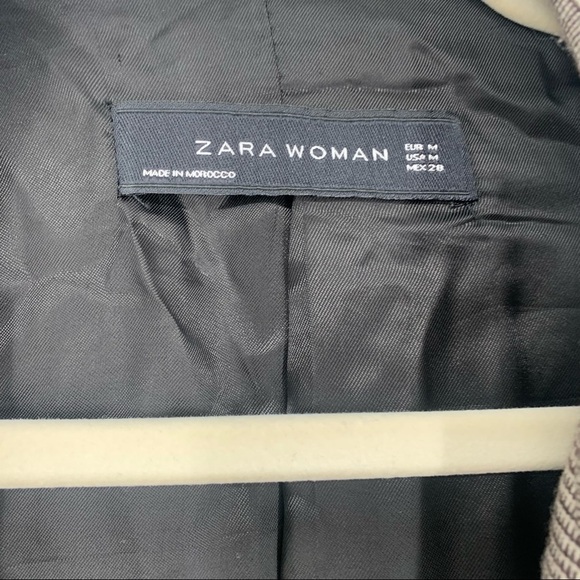 Zara Brown Checked Micro Plaid Double Breasted Overszied Blazer Size M - Picture 6 of 10